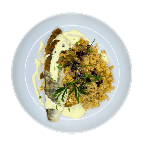 #88 Zanderfilet mit Bratkartoffeln, Spargel & Senf-Hollandaise Fisch Season Family