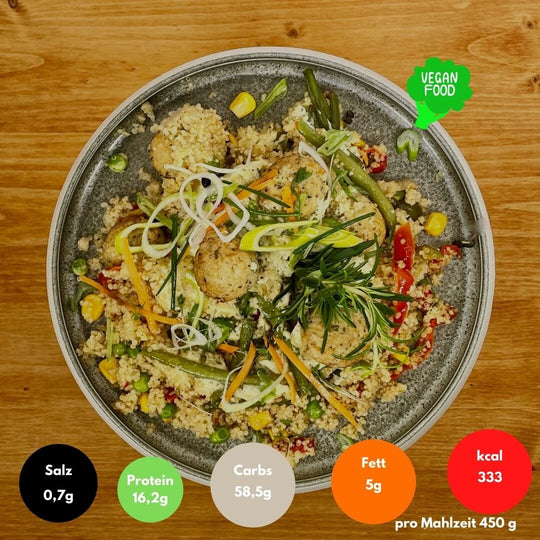 10er Vegan Bestseller Box VEGAN Season Family VEGAN Falafelpfanne mit Quinoa und Gemüse 