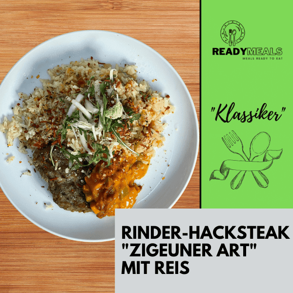 #128 Rinder-Hacksteak "Zigeuner Art" mit Reis Fleisch Season Family 