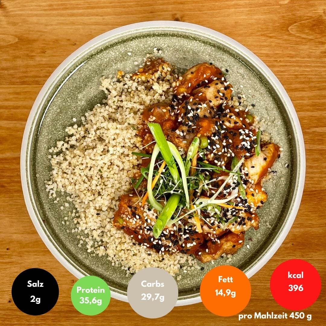 12er Power Meals Box (Bestseller) Season Family Sesam Chicken mit Quinoa und gegrillten Champignons 