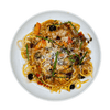 #56 Spaghetti mit Knoblauch dazu Oliven, Cherrytomaten in Tomatensauce Vegetarisch Season Family 