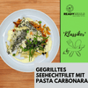#65 Gegrilltes Seehechtfilet mit Pasta Carbonara Fisch Season Family 