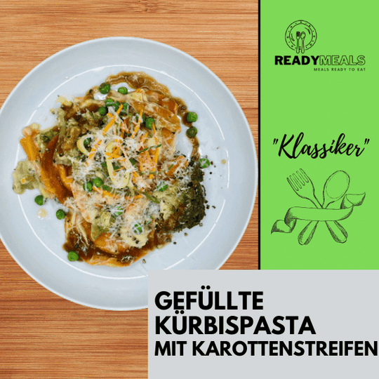 #67 Gefüllte Kürbispasta mit Karottenstreifen Vegetarisch Season Family 